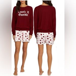 NWT WILDFOX Love's a Gamble Shorty Pajamas Set - S